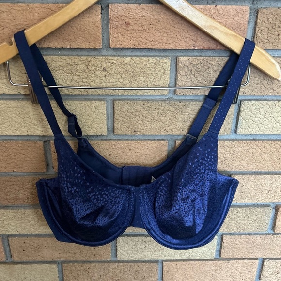 Wacoal Back Appeal Smoothing Underwire Bra Eclipse Blue Unlined Size 34DD - Picture 3 of 5